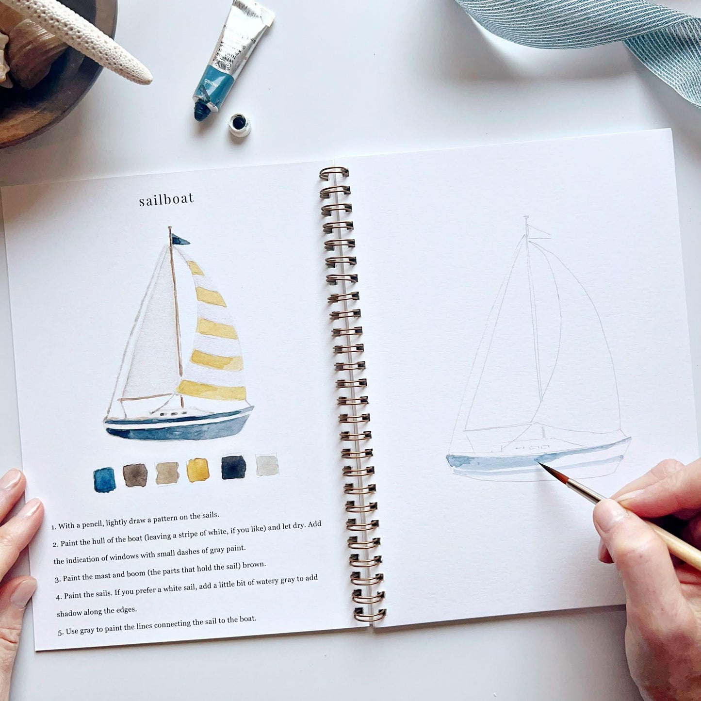 Beginner-Friendly Watercolor Workbook Set with 12 Colors Paint Set & Brush & Palette