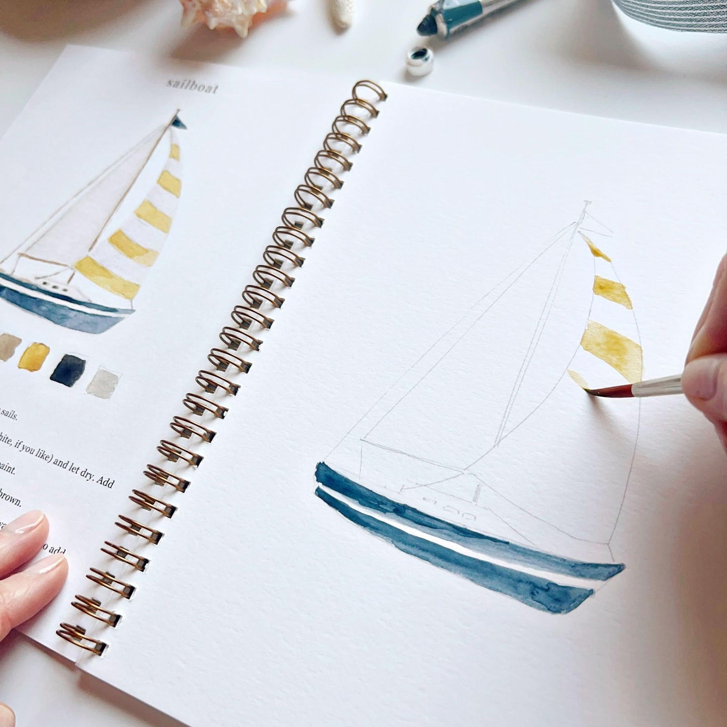 Beginner-Friendly Watercolor Workbook Set with 12 Colors Paint Set & Brush & Palette