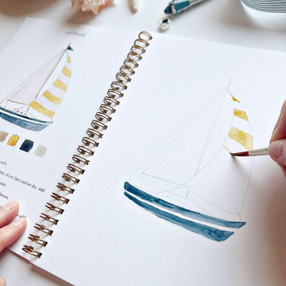 Beginner-Friendly Watercolor Workbook Set with 12 Colors Paint Set & Brush & Palette