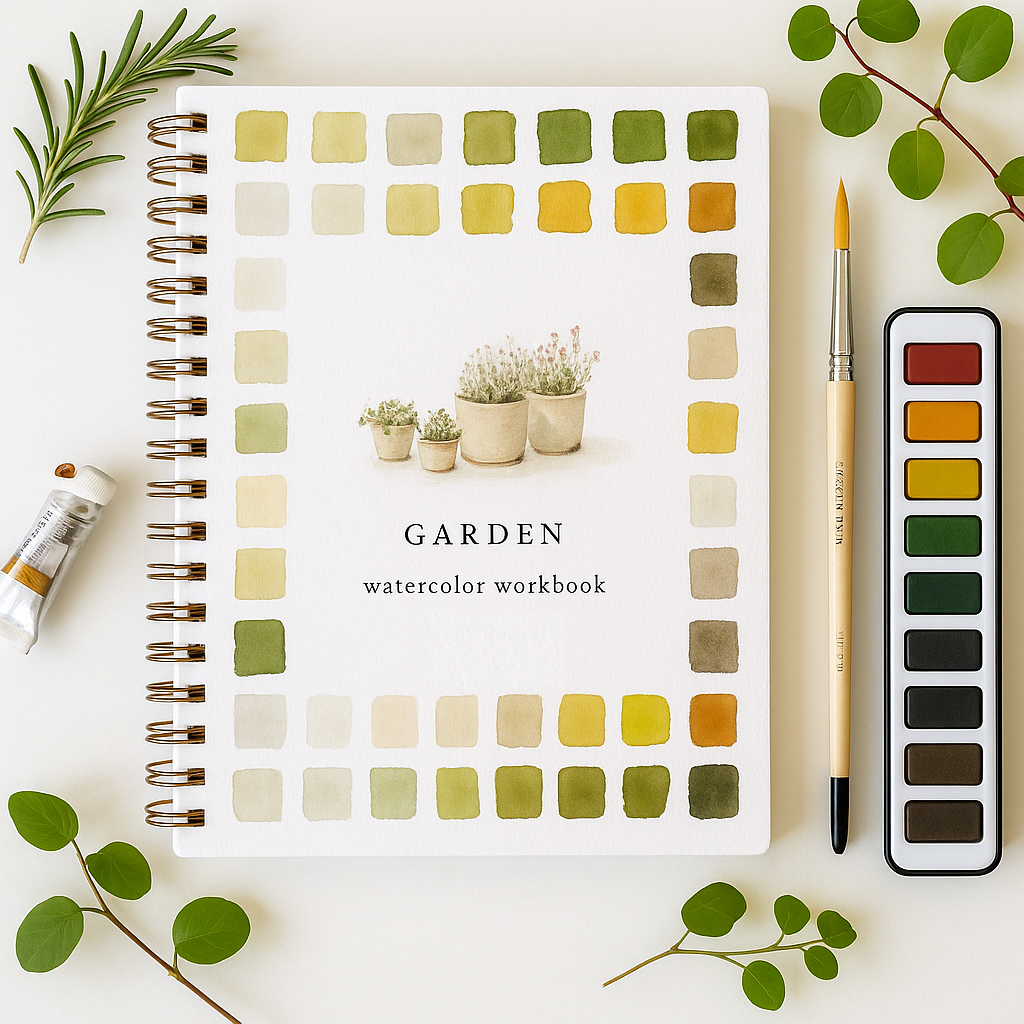Beginner-Friendly Watercolor Workbook Set with 12 Colors Paint Set & Brush & Palette