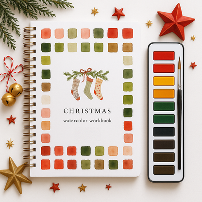 Beginner-Friendly Watercolor Workbook Set with 12 Colors Paint Set & Brush & Palette