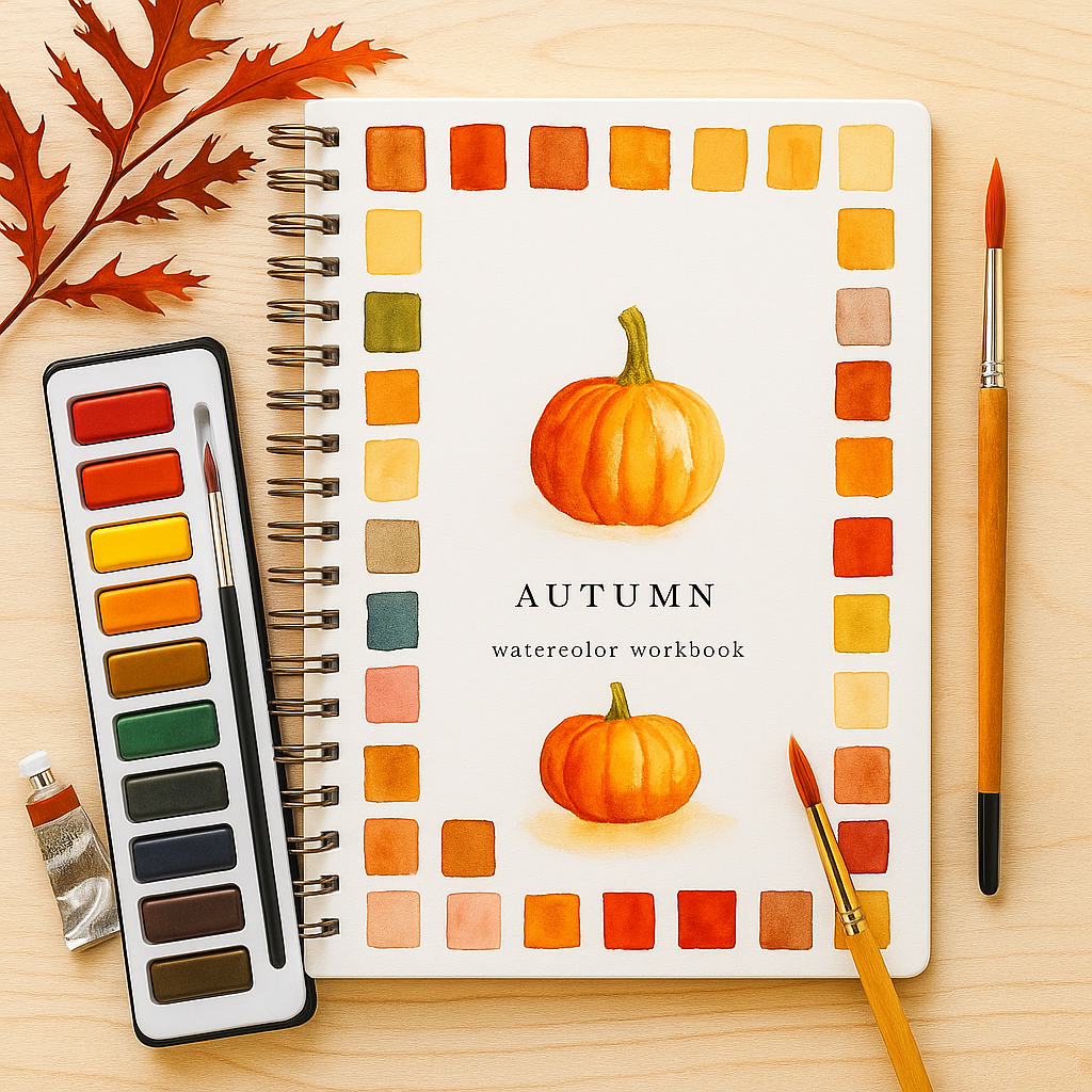 Beginner-Friendly Watercolor Workbook Set with 12 Colors Paint Set & Brush & Palette