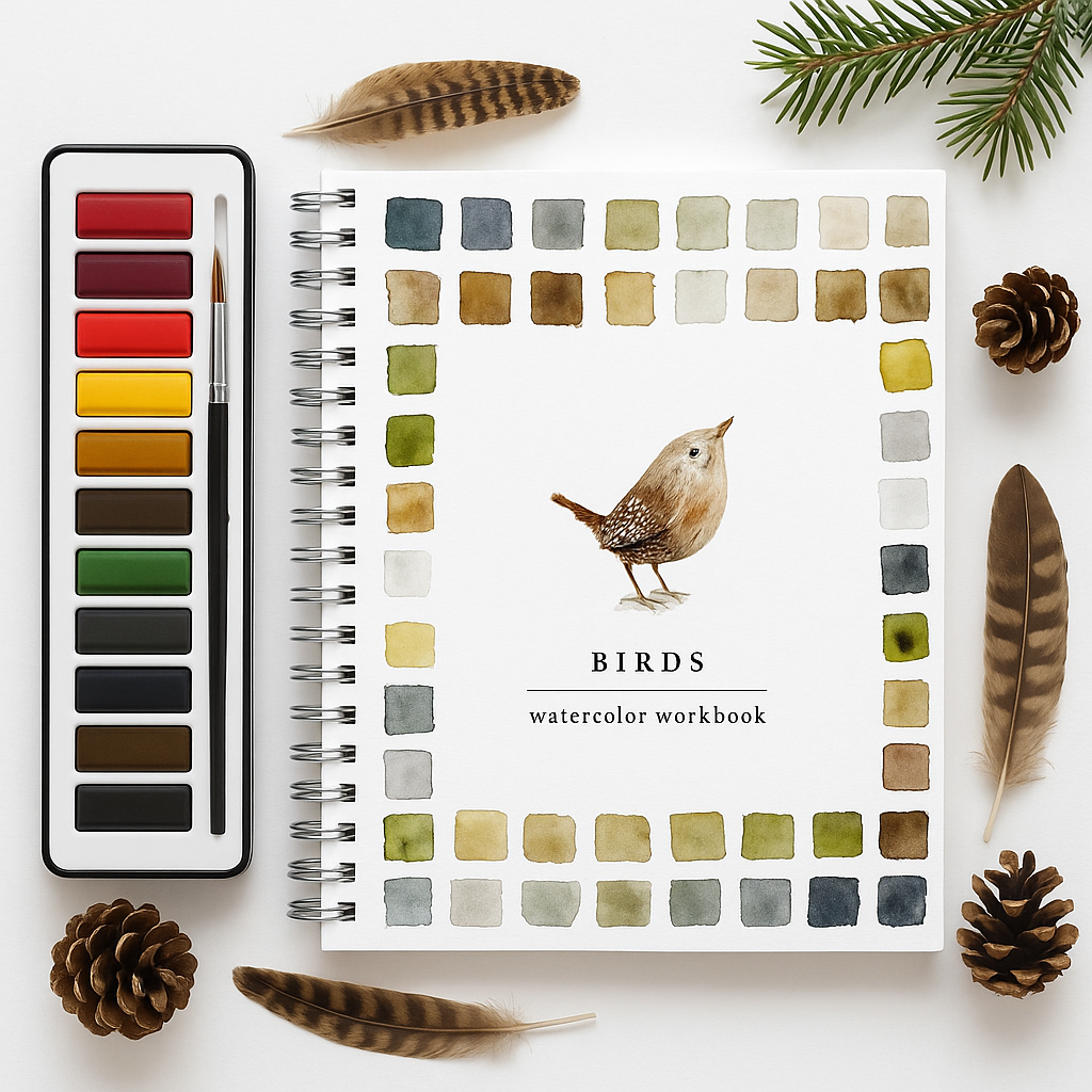 Beginner-Friendly Watercolor Workbook Set with 12 Colors Paint Set & Brush & Palette