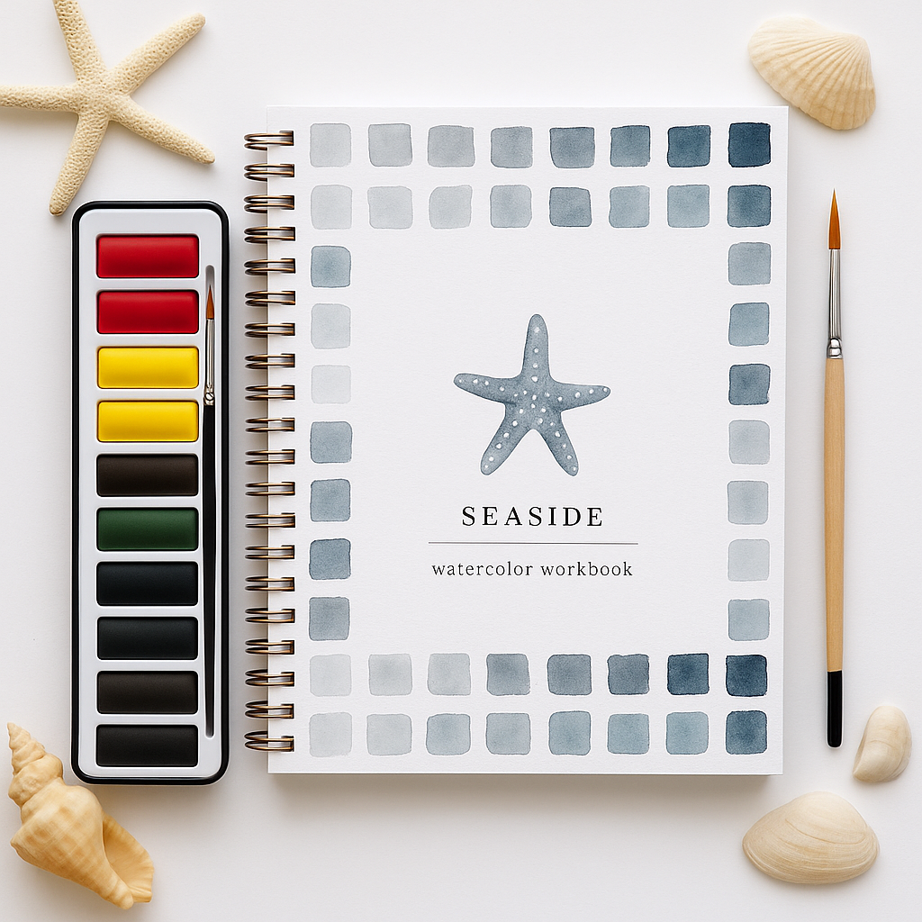 Beginner-Friendly Watercolor Workbook Set with 12 Colors Paint Set & Brush & Palette
