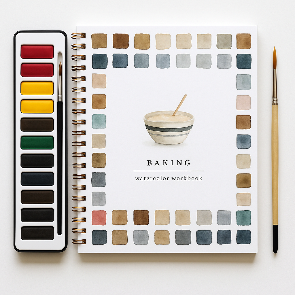 Beginner-Friendly Watercolor Workbook Set with 12 Colors Paint Set & Brush & Palette