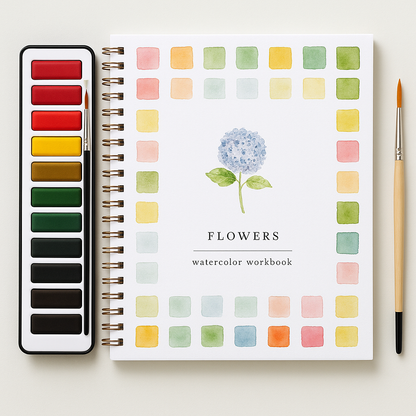 Beginner-Friendly Watercolor Workbook Set with 12 Colors Paint Set & Brush & Palette