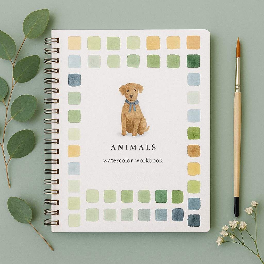 Beginner-Friendly Watercolor Workbook Set with 12 Colors Paint Set & Brush & Palette