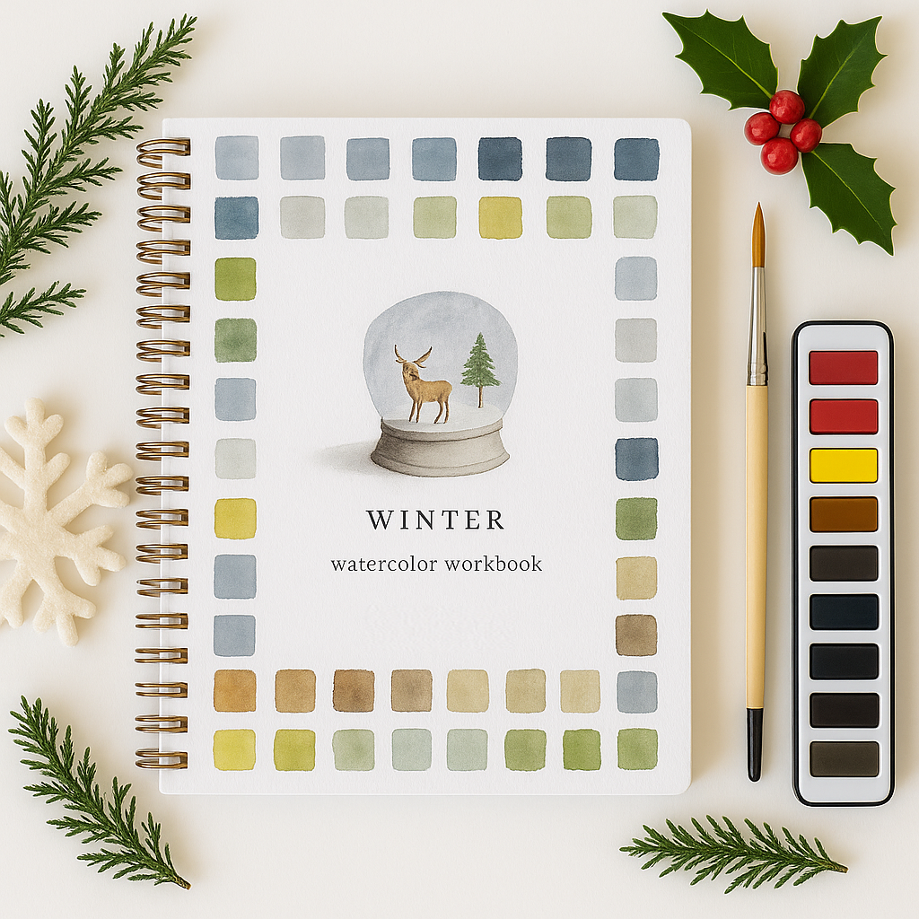 Beginner-Friendly Watercolor Workbook Set with 12 Colors Paint Set & Brush & Palette