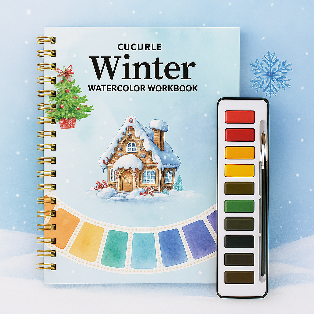 Beginner-Friendly Watercolor Workbook Set with 12 Colors Paint Set & Brush & Palette