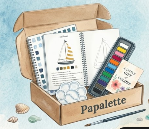 Beginner-Friendly Watercolor Workbook Set with 12 Colors Paint Set & Brush & Palette